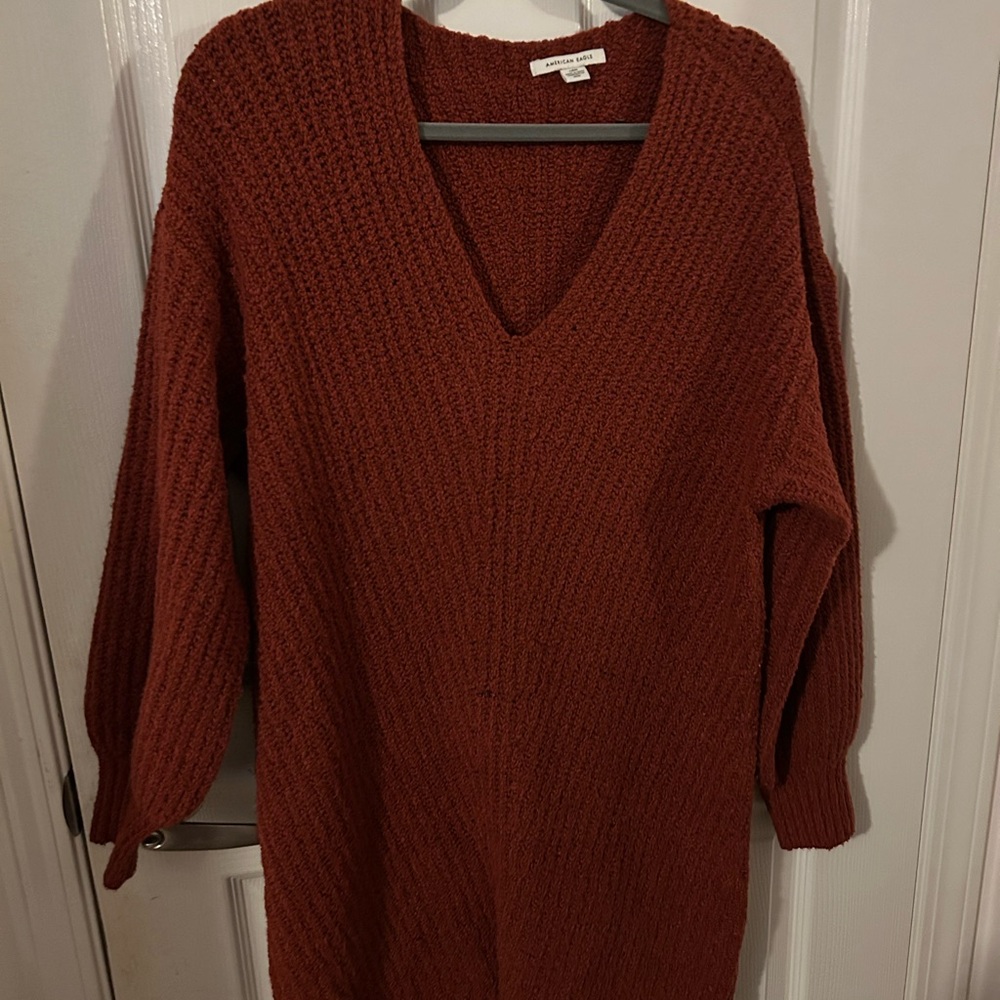 American Eagle Outfitters Rust V-Neck Sweater